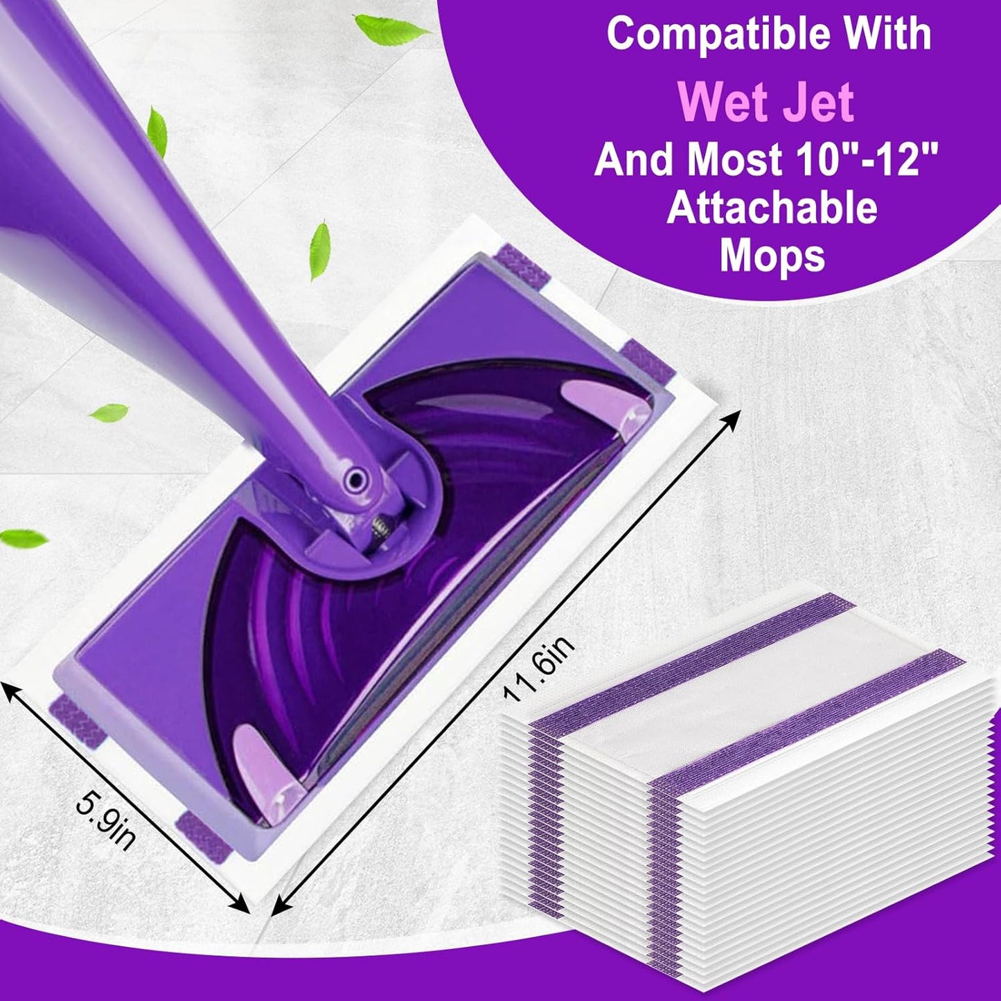 50 Count Disposable Wet Jet Pads for Wet Jet Spray Mop, Wet Jet Pads Refills for Multi Surface, Disposable Wet Jet Hardwood Floor for Wet Pads, Thickness & Absorbent