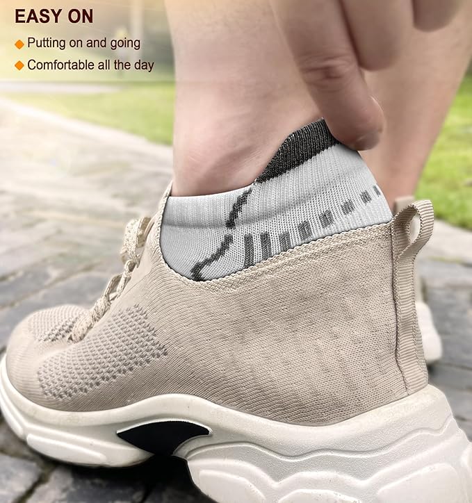 BULLIANT Men Running Socks 6Pairs-Ankle Athletic Socks Wicking Cushioned for Men Walking-Arch Compression Support