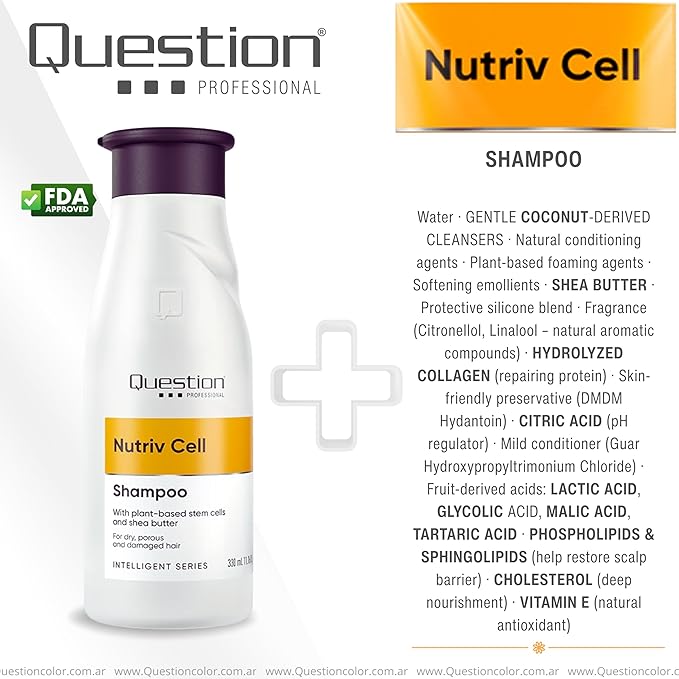 Sulfate-Free Shampoo for Dry Damaged Hair – Plant-Based Formula with Shea Butter & Stem Cells – Deep Moisturizing Professional Hair Care – Safe for Color Treated Hair | 11.16 fl oz