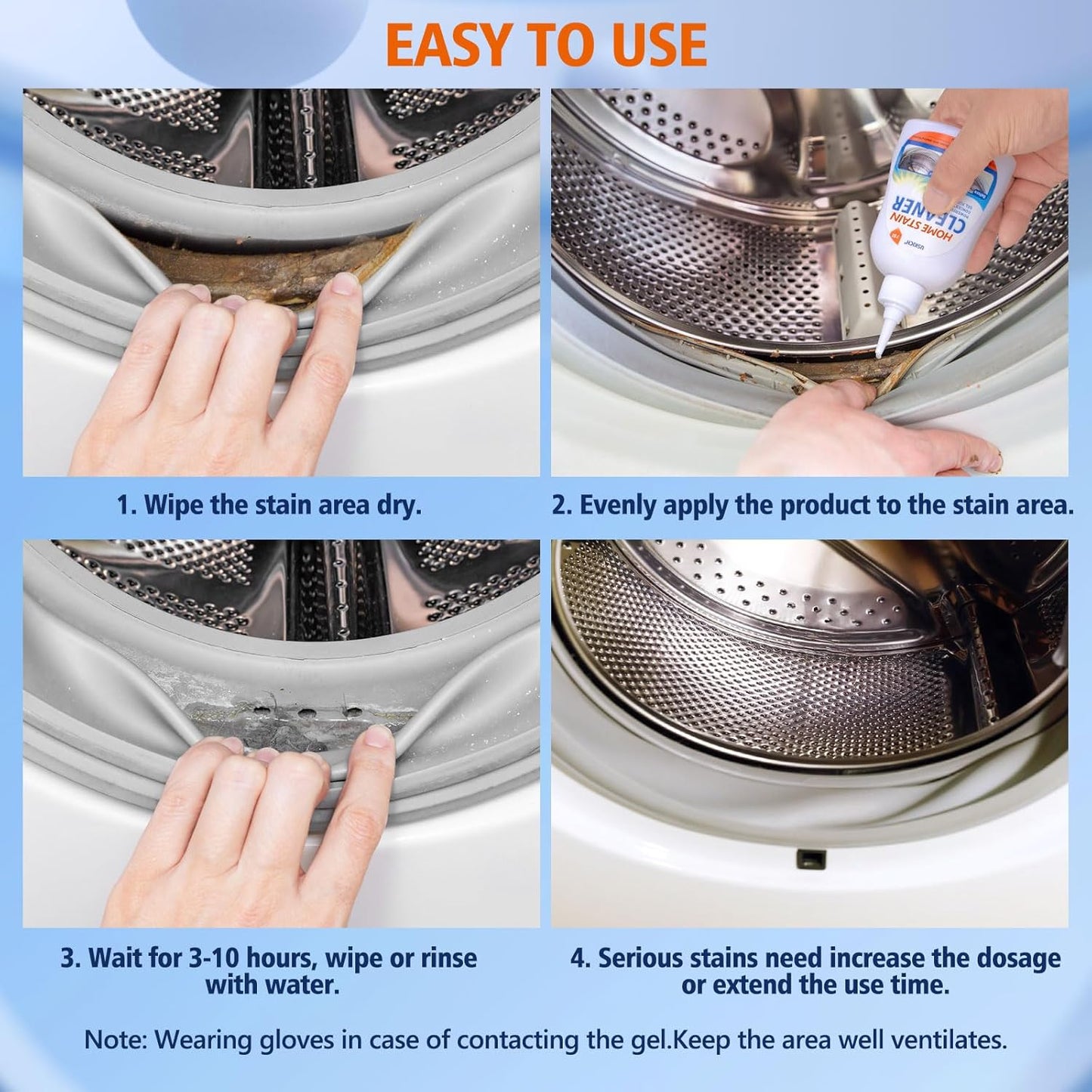 USKICH Home Remover Gel, 7 Fl Oz Household Washing Machine Cleaner, Effective Stain Remover Gel for Washing Machine,Cleaner for Bathroom Grout,Refrigerator Strips,Kitchen Sinks, Shower,Caulk-2 Packs