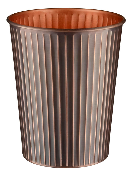 Monarch Abode Antique Copper Handcrafted Ridge Embossed Metal Wastebasket for Home Office, Decorative Waste Basket, Modern Bathroom Garbage Can, Antique Copper Trash Can