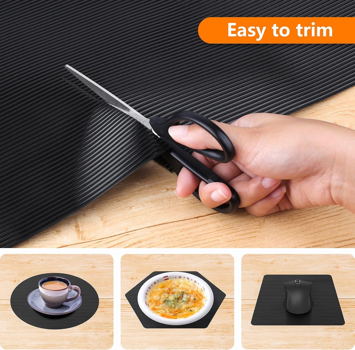 Shelf Liners for Kitchen Cabinets Non Adhesive Drawer Liner EVA Material Cupboard Mat Refrigerator Mats Washable Fridge Liner for Cabinet, Storage and Desks 17.3 x 157.4 Inches Black