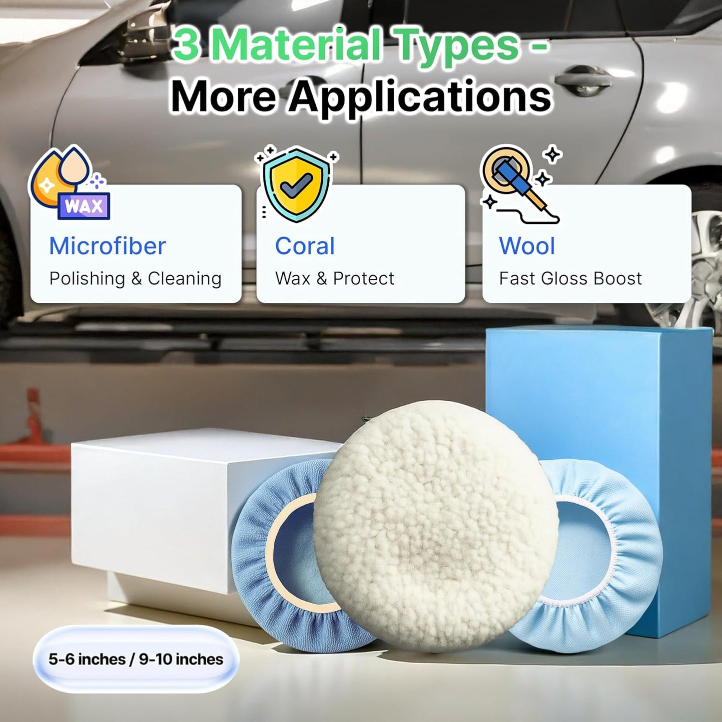 20 Pack Buffing Pads, Polishing Pad Covers, Microfiber & Wool for 5-6 Inch Buffer Polisher; Car Buffer Accessories for Car Detailing Kit; Wax, Polishing Compound & Polish Finishing, Durable Set