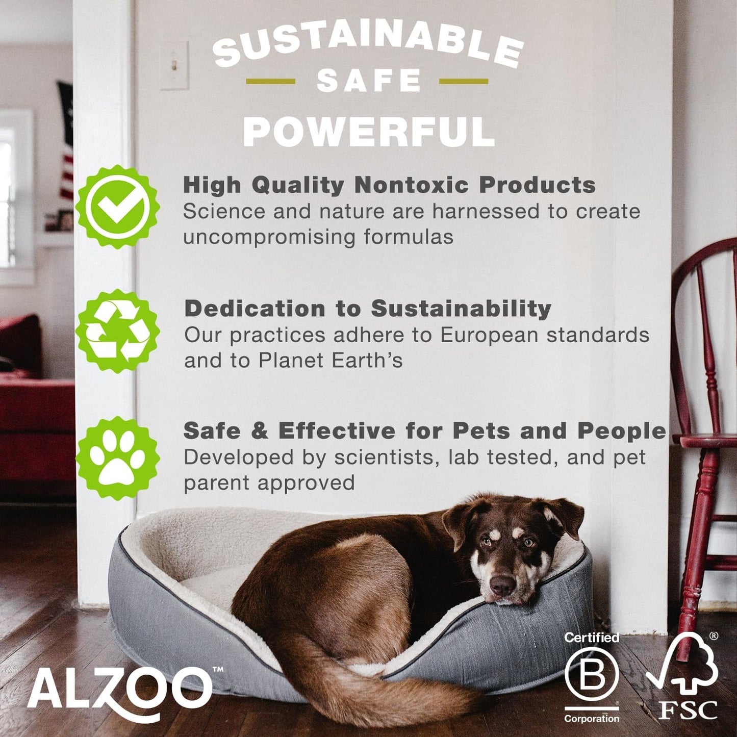 ALZOO Stain & Odor Remover, Quickly Lifts & Dissolves Pet Stains & Helps Eliminate Odors, 100% Plant-Based Active Ingredients, Lavender Vanilla Scent, 32 Fl. Oz Spray Bottle