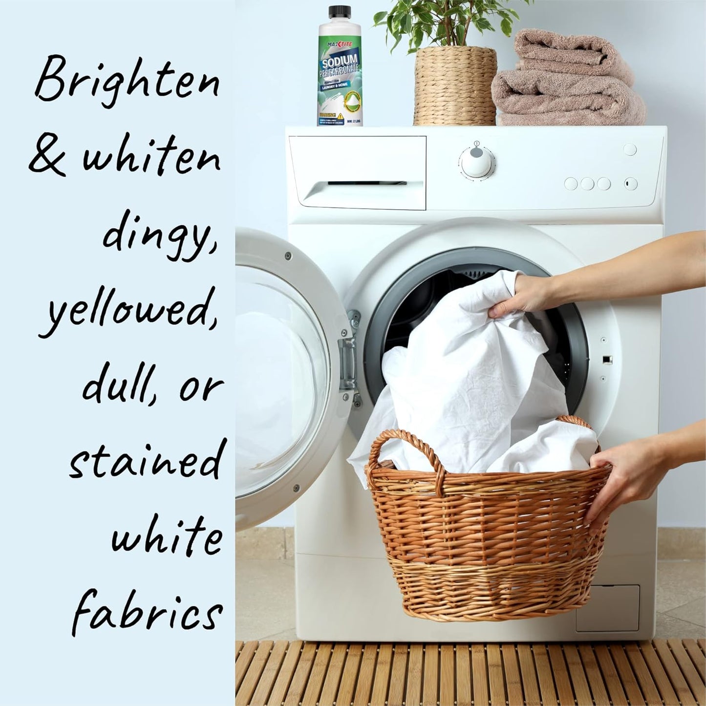 MAXTITE Sodium Percarbonate (32 lbs total - 16 pack of 2 lbs bottles) - 100% Pure Solid Hydrogen Peroxide/Oxygenated Bleach - Home & Laundry Multi-Use Cleaner - HDPE w/Resealable Child Resistant Cap