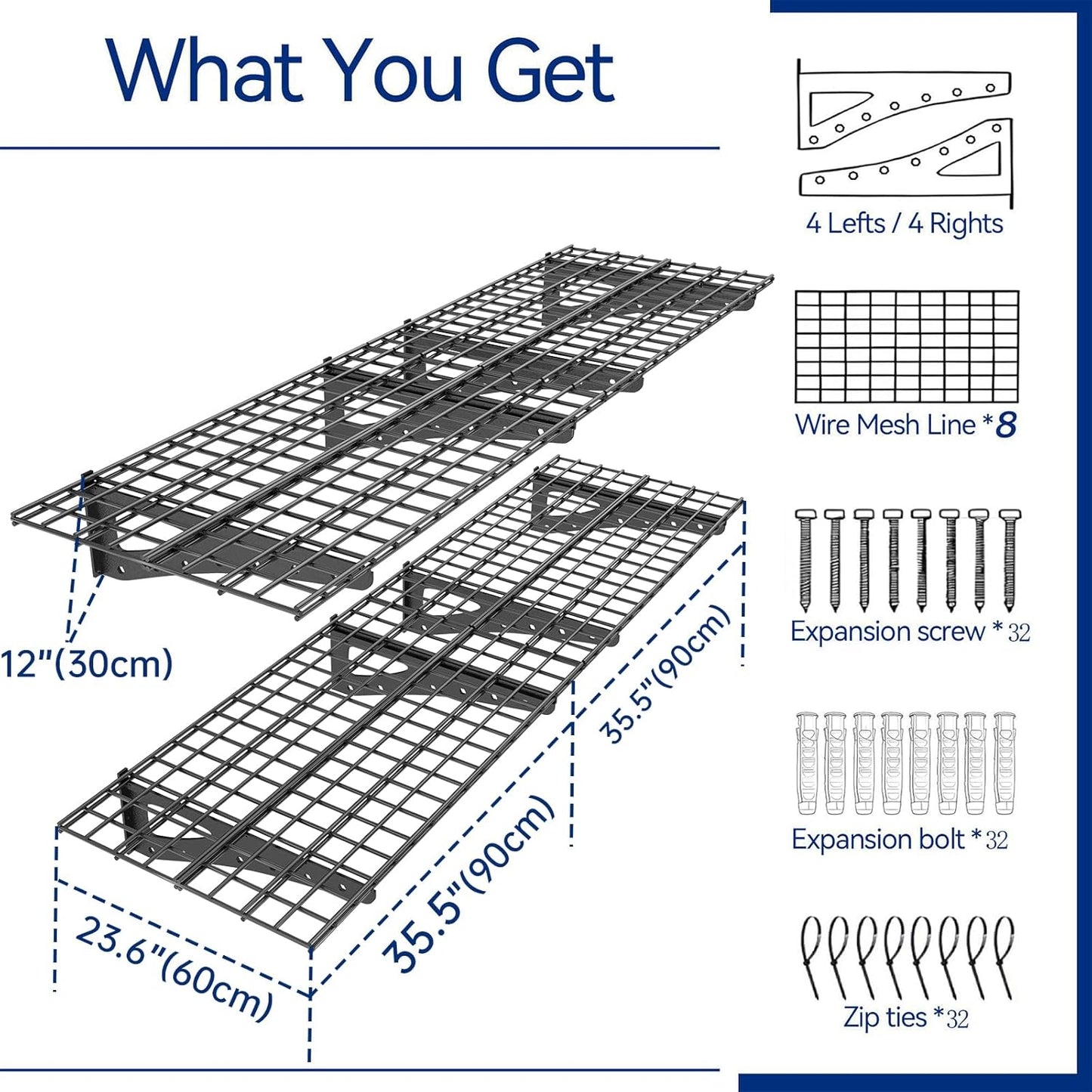 Heavy Duty Garage Wall Shelving, 2x6ft Wall Mounted Storage Shelves for Garage, Closet, Laundry Room, Heavy Duty Walls Shelving, Holds Up to 600 Lbs(Black), 70.86" x 23.6"