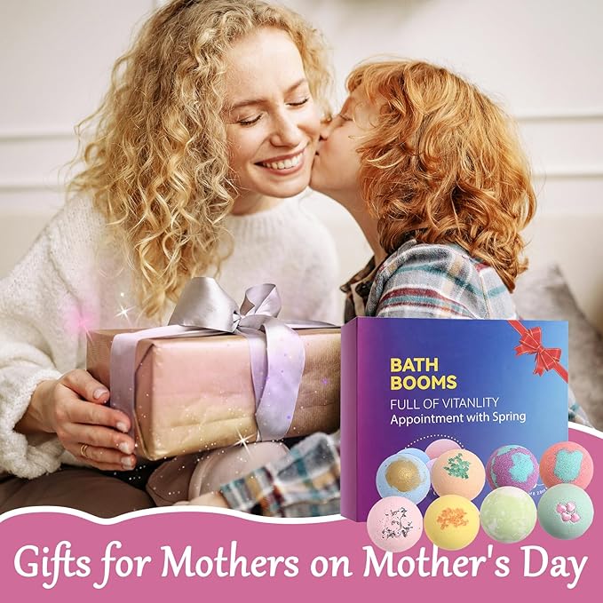 RoseFlower Bath Bombs Gift Set, 8pcs Colorful Bath Bombs, Handmade & Plant Essence, Plant Essential Oil Extraction, Home Bath to Moisturize Skin, Perfect SPA Gift for Women