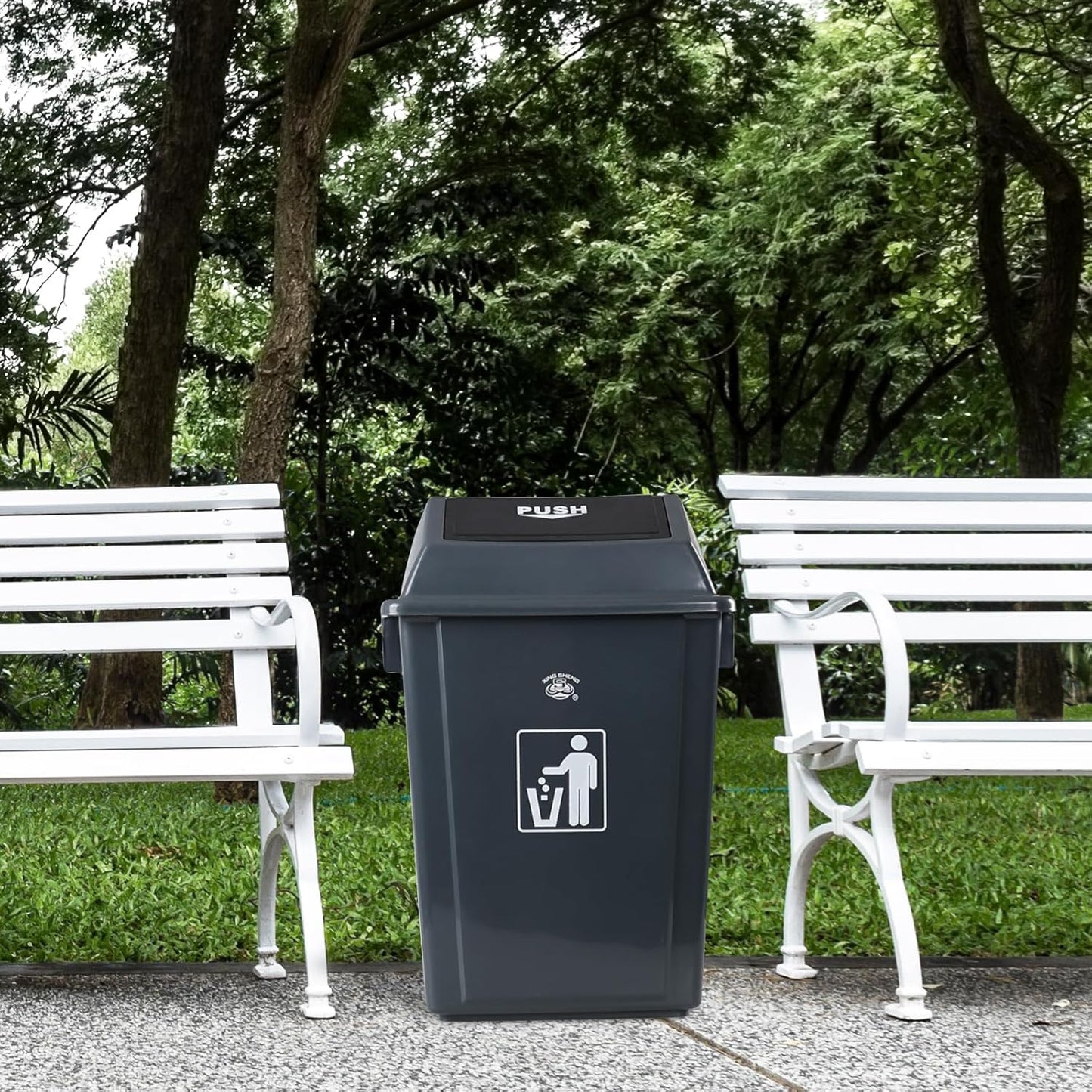 13 Gallon Kitchen Trash Can with Swing Lid, 4-Pack Large Plastic Swing Top Garbage Can, Grey