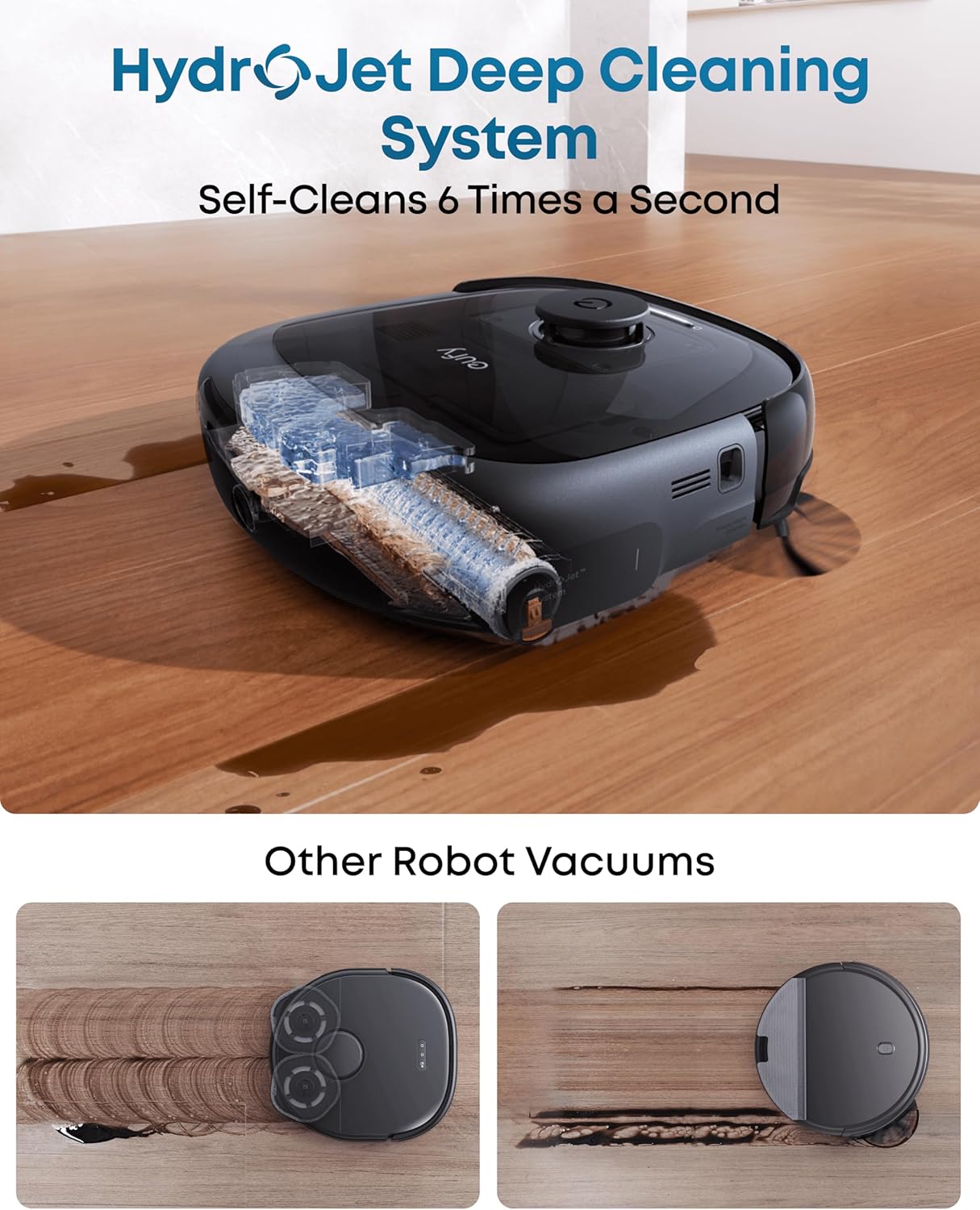 eufy Robot Vacuum E25, HydroJet System with Roller Mop, 20,000 Pa Turbo Suction, All-in-One Robot Vacuum and Mop Combo, Edge-to-Corner Cleaning, Zero-Tangle Design, AI Obstacle Avoidance (Upgraded)