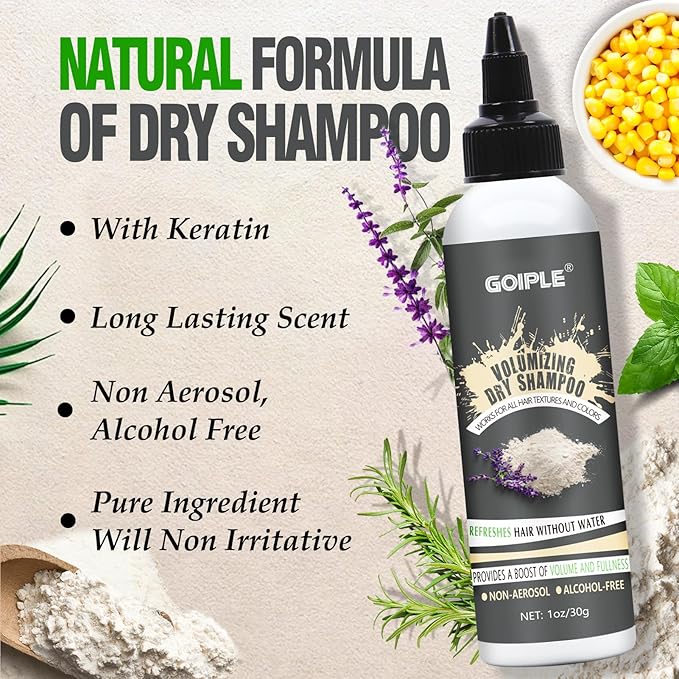 Powder Dry Shampoo Natural & Organic Ingredients for Men Women Hair, Dry Shampoo Volume & Fullness for Oily Hair for Refreshed for All Hair Types (2pcs)