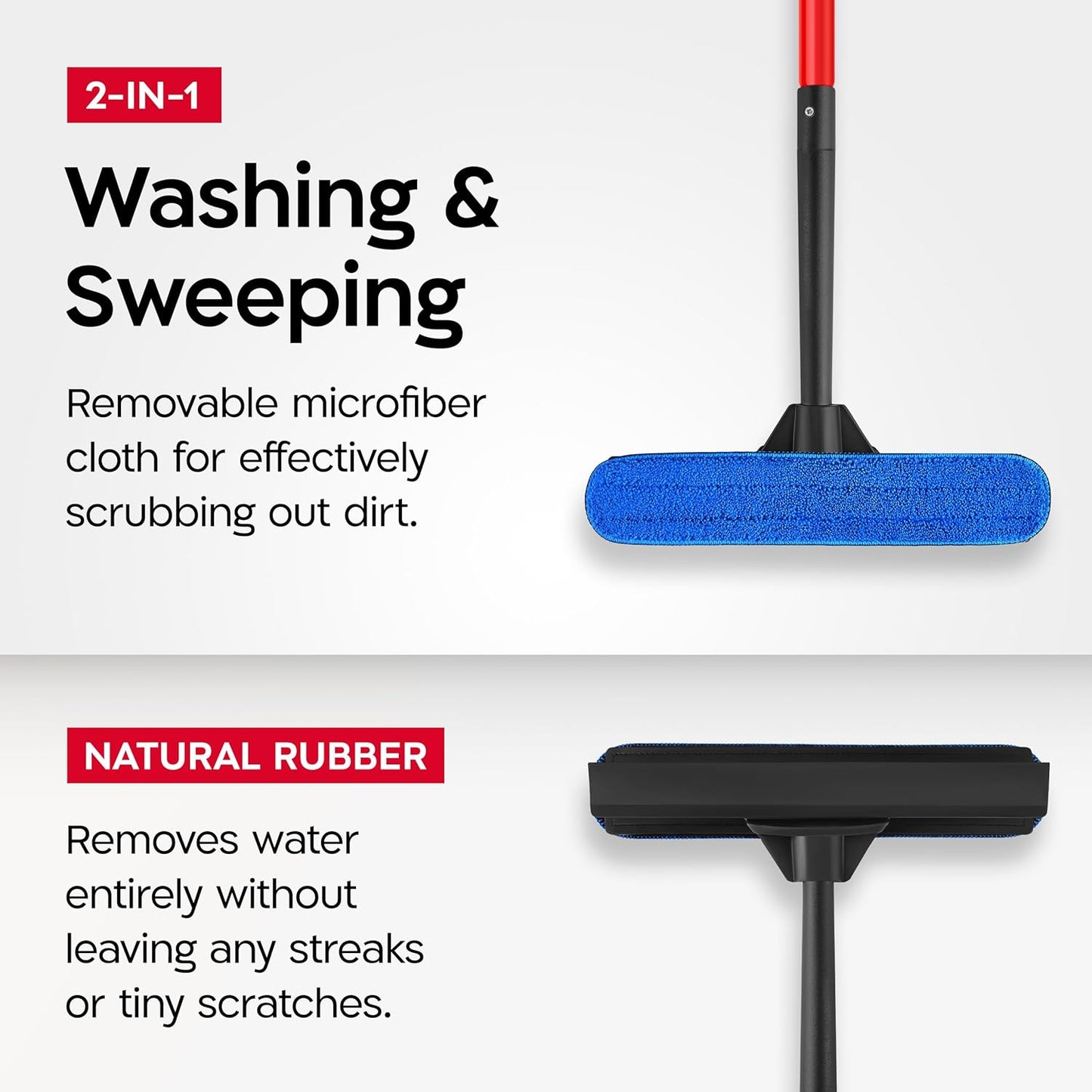 Tyroler Professional Window Squeegee for Home, 12"-80" Long Squeegee for Window Cleaning, 2-in-1 Window Cleaning Squeegee Kit, Indoor & Outdoor Window Cleaner Tool for High Windows & Glass (12"-80")