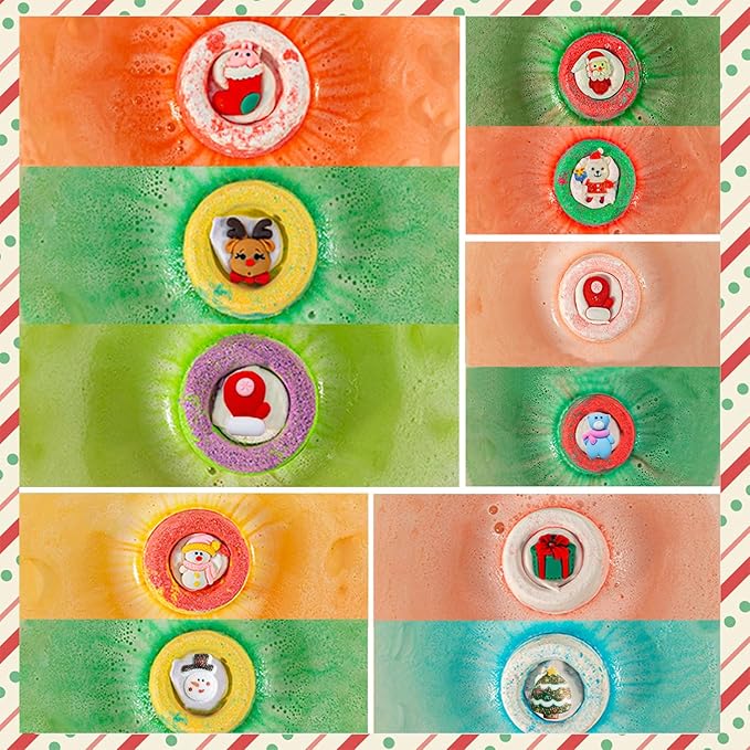 20 Pack Christmas Bubble Bath Bombs，Bath Bombs for Kidswith Christmas Squishy Surprise Inside Kids Girls Boys Women Christmas Stocking Stuffers Gifts