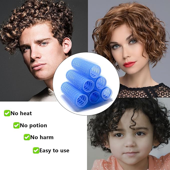 ZMD 18Pcs Self Grip Small Hair Rollers Curlers, Plastic Hair Rollers Heatless Salon Hairdressing Curlers DIY Curly Hair Accessories for Women Girls Short Medium Hair (0.8 x 2.4 Inch)