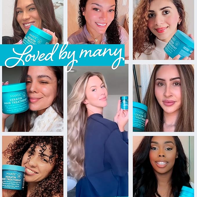 MAREE Deep Conditioning Hair Mask for Damaged Hair Treatment 2 PACK - Keratin Hair Care for Hydrating Growth Repair Moisturizing - Dry Curly Color Treated Frizzy - Tratamiento Mascarilla Para Cabello