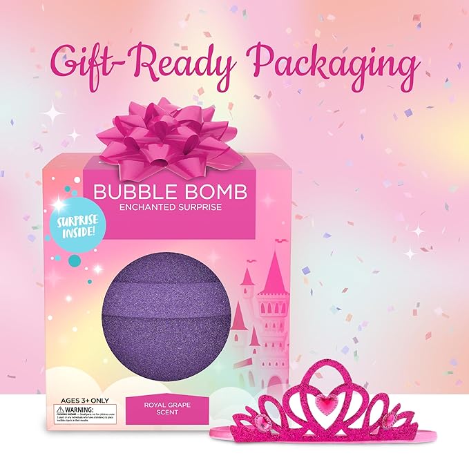 Princess Bath Bombs for Girls with Surprise Toys Inside (1 Pack) – Large Fizzy Bubble Bath Bomb for Kids - Princess, Mermaid, Fairytale Bath Toys – Fruity Scent, Skin-Safe, Made in USA by Two Sisters