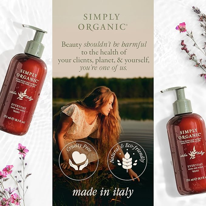 Hair & Scalp Wash Shampoo Made in Italy, All Natural Cruelty Free Hair Care for Women & Men with Organic Sage, Lime, Wildflowers & Olive Leaf Extract, 251ml/8.5floz, EVERYDAY