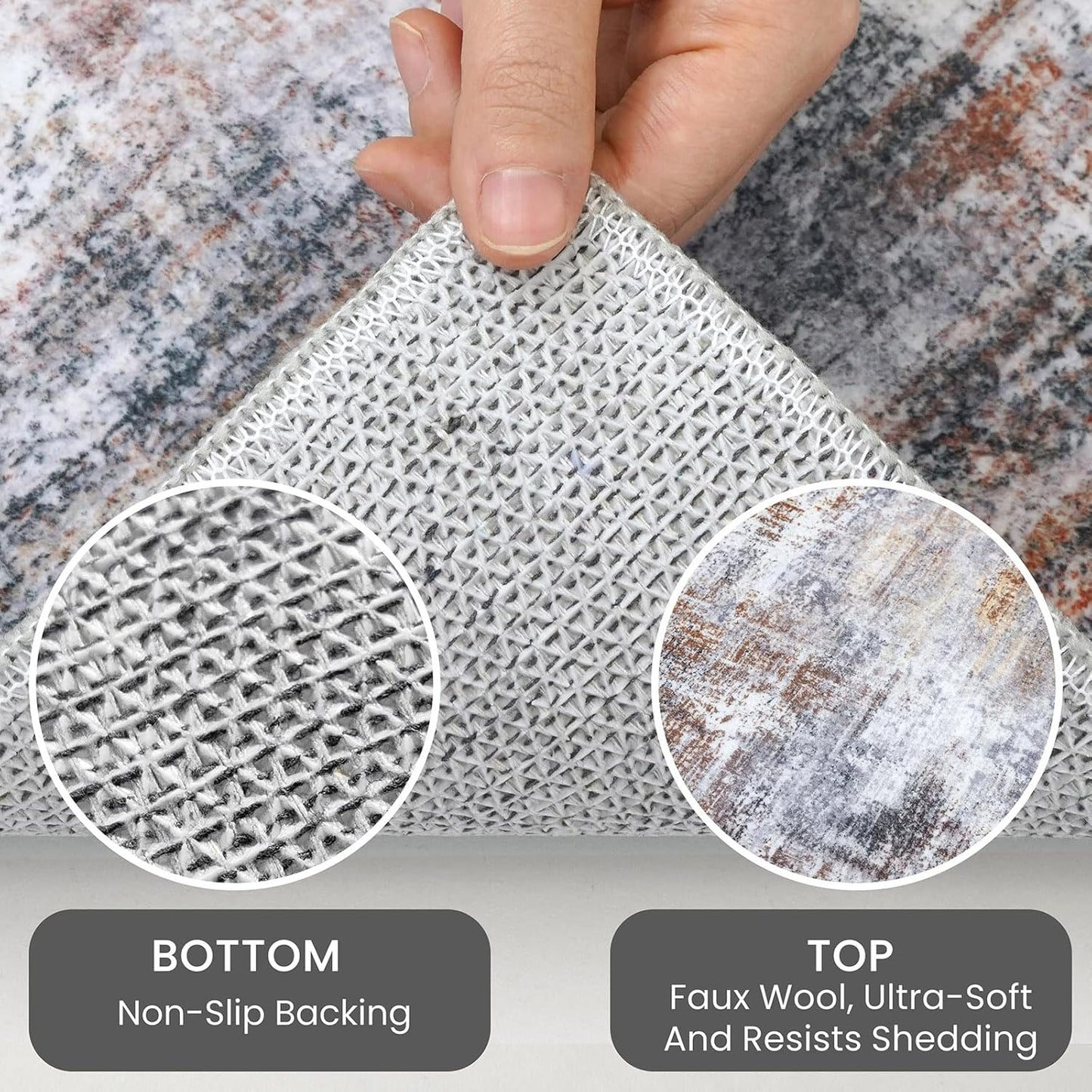 IOHOUZE Abstract Runner Rug 3x20 Ft Extra Long Washable Runners for Hallways, Non Slip Kitchen Runner Printed Faux Wool Entryway Runner Indoor, Modern Abstract Floor Carpet for Hall Stair, Orange Grey