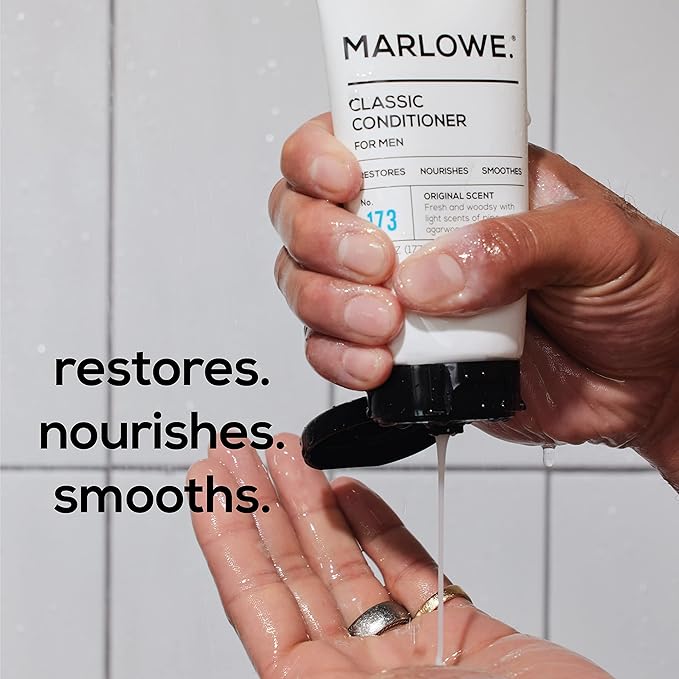 MARLOWE. No.173 Classic Mens Conditioner, Restores, Nourishes and Smooths Hair with Moisturizing Argan & Coconut Oil, Original Fresh & Woodsy Scent, All Hair Types, Paraben & Phthalate Free, 6 Fl Oz