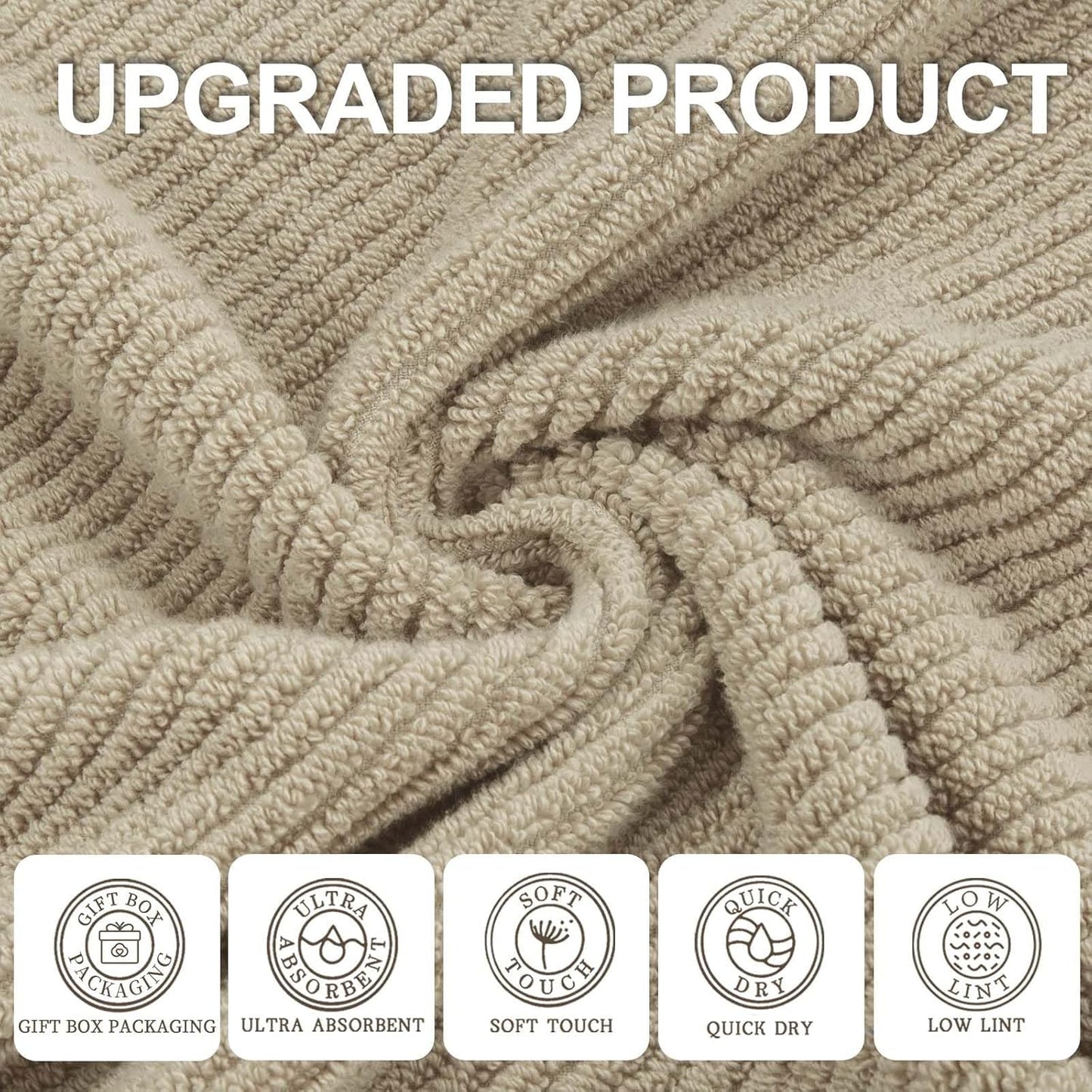 VOOVA & MOVAS Beige Face Cloths, (6PC, 13"x13") - 100% Cotton | Lightweight | Thick | Quick Dry | Soft | Absorbent, Wash Cloths for Showering & Bathroom, Bathroom Essentials, Dark Tan