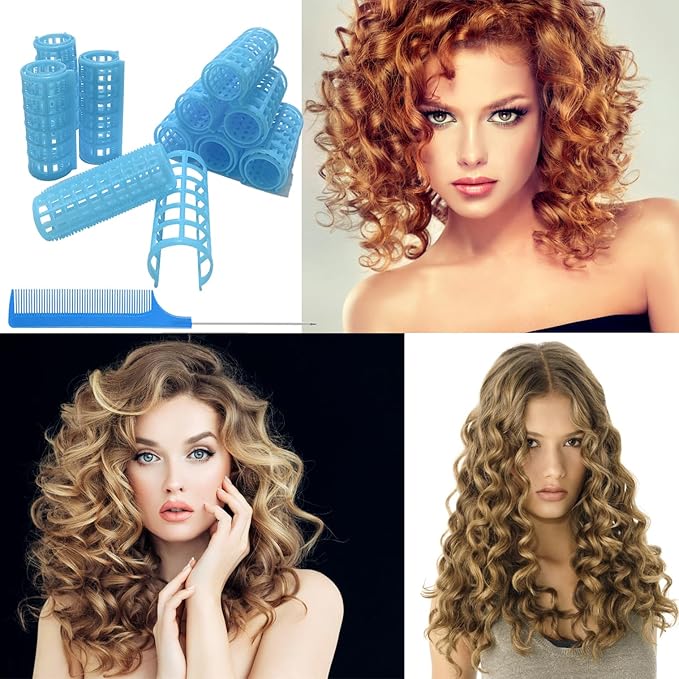20PCS Plastic Snap-On Self-Grip Heatless Curlers Set 2.5cm/1in for DIY Hairstyling and Salon Use