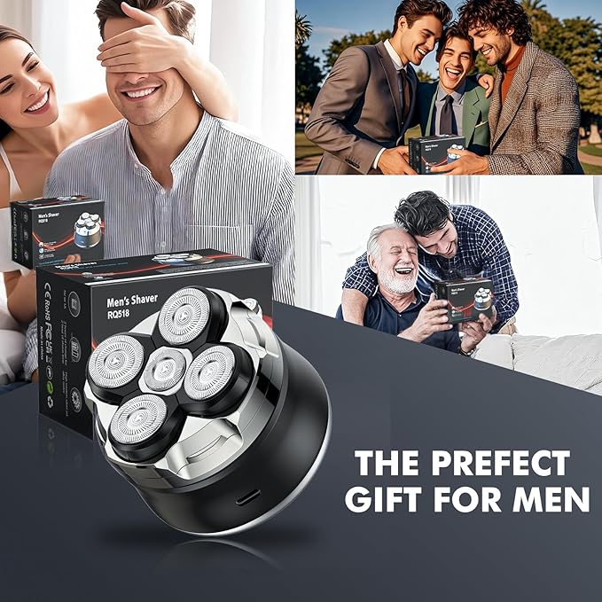 Head Shavers for Bald Men, 5D Magnetic Bald Head shavers Waterproof Mens Head Shaver for Wet/Dry Use, LED Display Electric Razor Type-C Charging, 360°Close Shave for Men