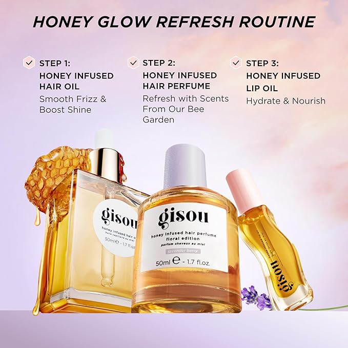 Gisou Honey Infused Hair Perfume Floral Edition - Lavender Berry, A Warm and Luxurious Fragrance with an Earthy and Indulgent Scent, Nourishing and Hydrating Hair Shine Spray (1.7 fl oz)