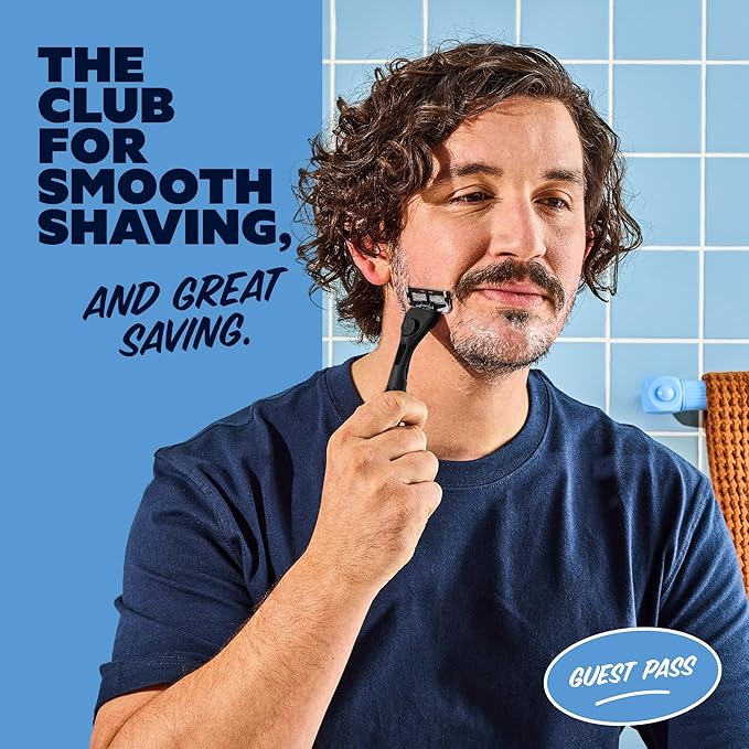 Dollar Shave Club | The Guest Pass Shave Set | 2 Extra Close Refill Cartridges, 1 Handle (Black), 1 Razor Cover
