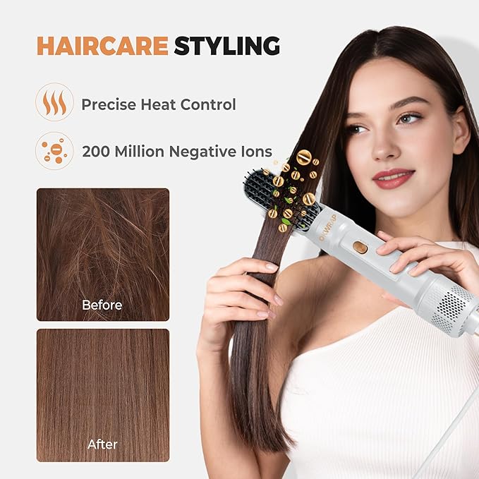 Blow Dryer Brush Set of 6, Air Curling Iron 3 Temperature Negative Ionic Hair Dryer Brush, Hot Air Brush Hair Styling Tools, 800W Volumize Straightener Round Brush Blow Dryer 100-120V