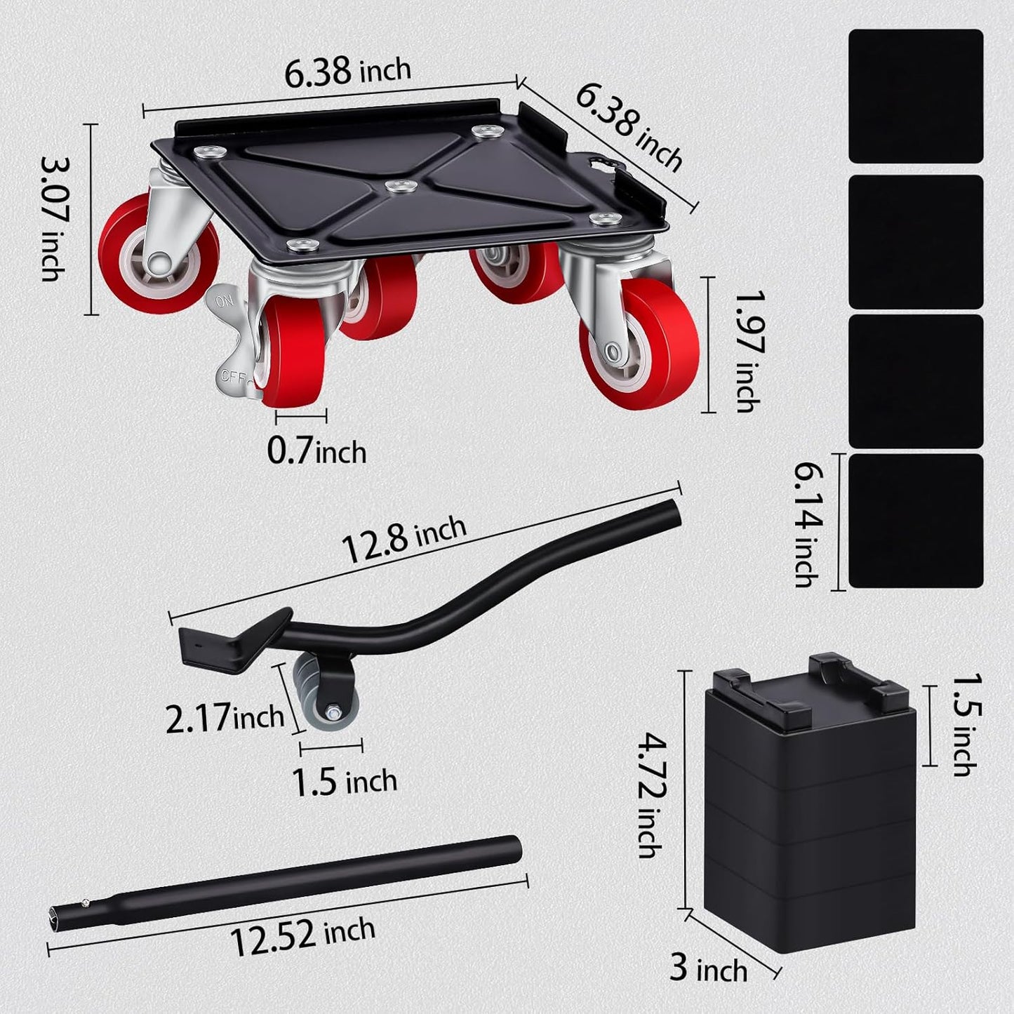Heavy Furniture Movers with 5 Wheels Furniture Dolly Rotatable Wheel Dolly for Moving Furniture Lift Mover Tool Set Carbon Steel Panel Heavy Duty Dolly Maximum Load 3475 LBS