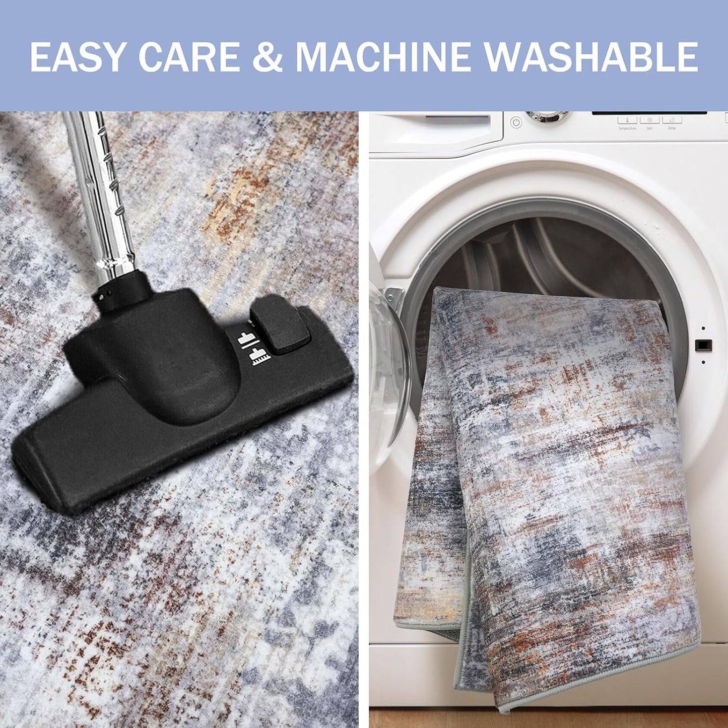 IOHOUZE Abstract Runner Rug 2x12 Ft Washable Runners for Hallways, Non Slip Kitchen Runner Printed Faux Wool Entryway Runner Indoor, Modern Abstract Floor Carpet for Hall Kitchen, Orange Grey