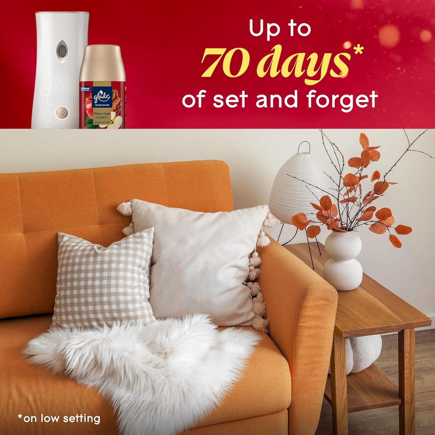 Glade Automatic Spray Refill, Warm Apple & Spices, Scented Air Freshener for Home and Bathroom, 6.2 Oz, 2 Count