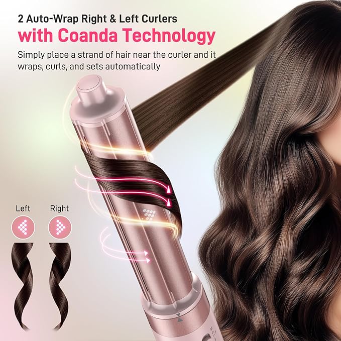 Dual Voltage Hot Air Styler Wrap - 5 in 1 Hair Dryer Brush with Fast Drying Blow Dryer, Styling, Straightening & Volumizing with Travel Bag (100V–240V)