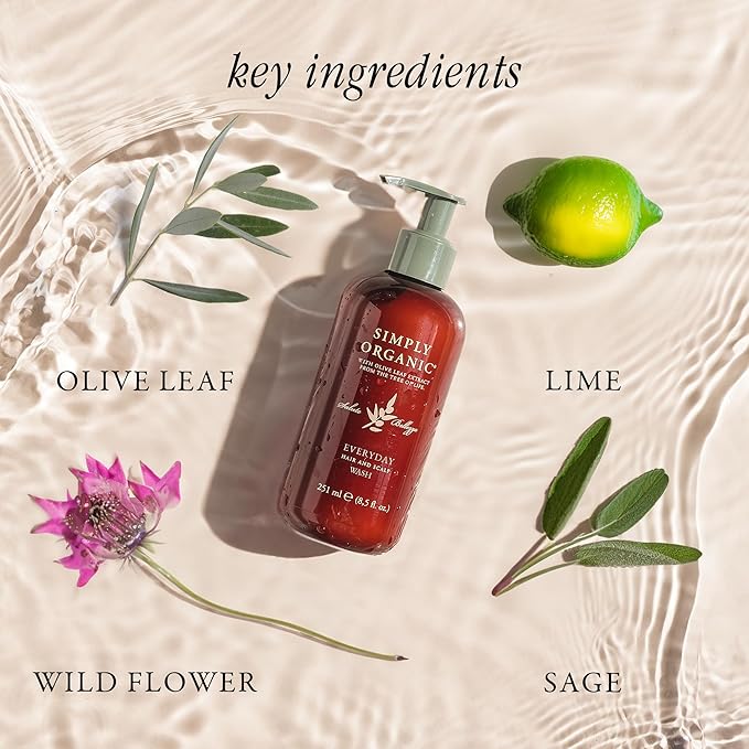 Hair & Scalp Wash Shampoo Made in Italy, All Natural Cruelty Free Hair Care for Women & Men with Organic Sage, Lime, Wildflowers & Olive Leaf Extract, 251ml/8.5floz, EVERYDAY