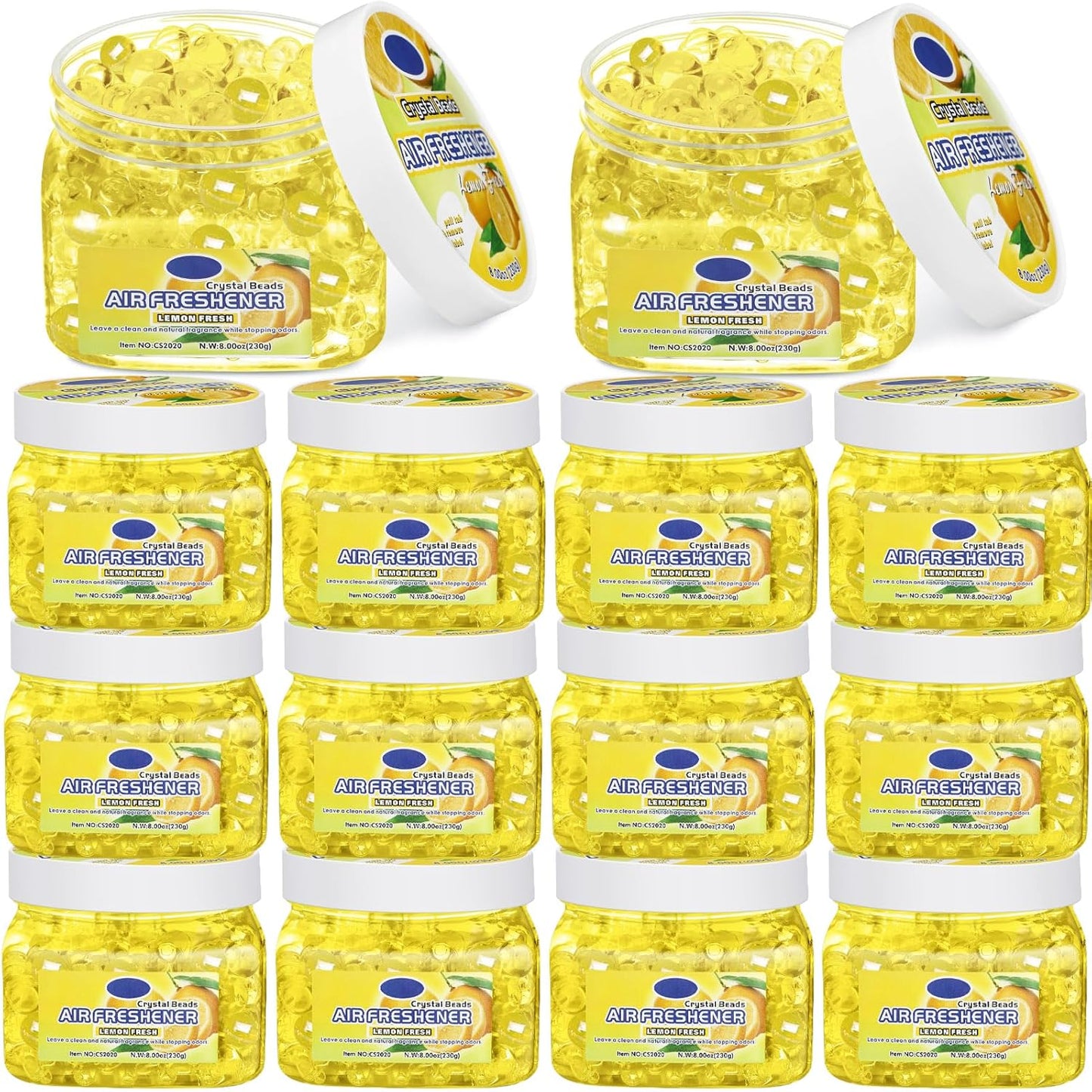 12 Pcs Air Freshener Gel Bulk Odor Eliminator Gel Beads 8 oz Long Lasting Air Freshener Beads Eliminates Odors in Home Bathrooms, Cars, Boats, Rvs and Pet Areas(Lemon)