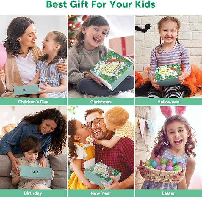 16 Pack Dinosaur Bath Bombs for Kids with Surprise Inside, Dino BathBombs with Toys Inside for Boys Girls Toddlers, Organic Kids Bath Bomb Bubble Bath Dinosaur Bath Toys Easter Birthday Gift Set