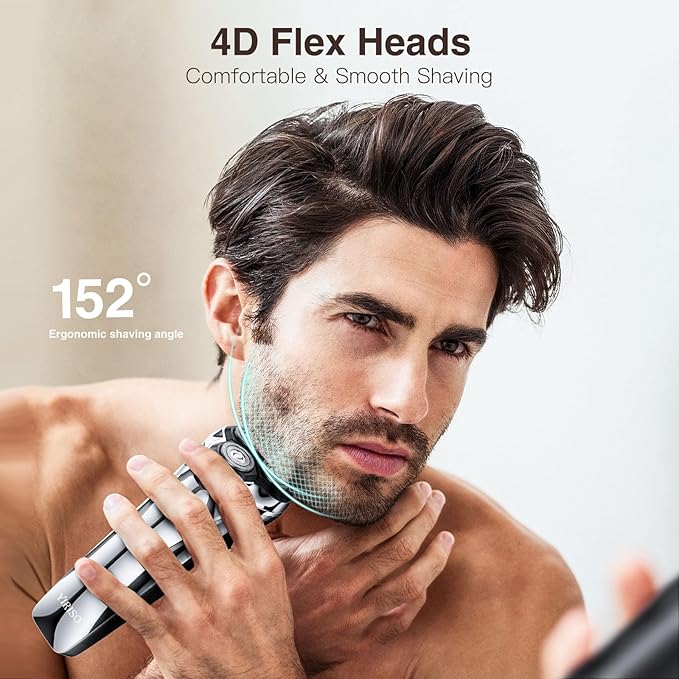 Electric Razor for Men, Men’s Electric Shavers, Wet & Dry Shaver with Pop-up Trimmer, USB-C Rechargeable Waterproof Portable Shaver with LCD Display/Travel Organizer/Travel Lock Ideal Men Gift