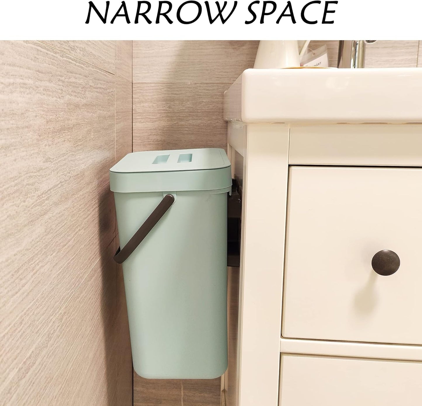 stonespace Compost Bin Kitchen, Under Sink Compost Bin Indoor Sealed, 3.2 Gallon/12L Compost Bucket for Kitchen, Wall Mounted Trash Can，Small Trash Can with Lid，1 Pack Blue