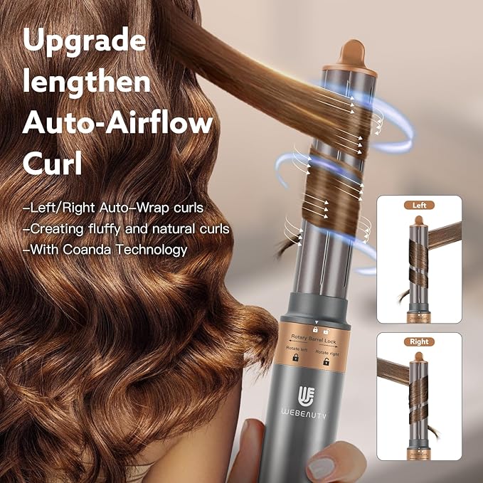 5 in 1 Hot Air Brush Hair Dryer Air Styler - 110,000 RPM Fast Drying, Curling, Straightening with Ceramic Coating & Negative Ion, No Heat Damage for All Hair Types, Includes Travel Case (Gold)