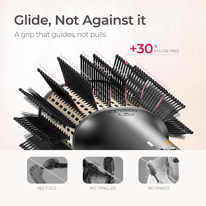 TYMO Hair Blow Dryer Brush, High-Speed Hair Dryer Brush for 300% Faster Dry and Style, Hot Air Blowout Brush, One Step Straightener Volumizer with 200M Negative Ion for Smooth, Frizz-Free