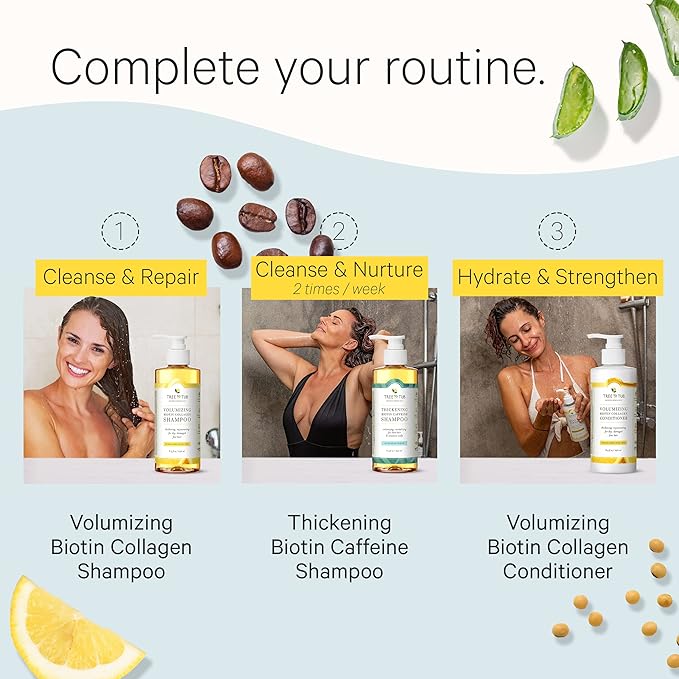 Tree To Tub Biotin Shampoo and Conditioner - Gentle Hair Thickening Shampoo and Conditioner for Fine Hair, Sensitive Scalp- Sulfate Free Shampoo and Conditioner Set w/Vegan Collagen Organic Argan Oil