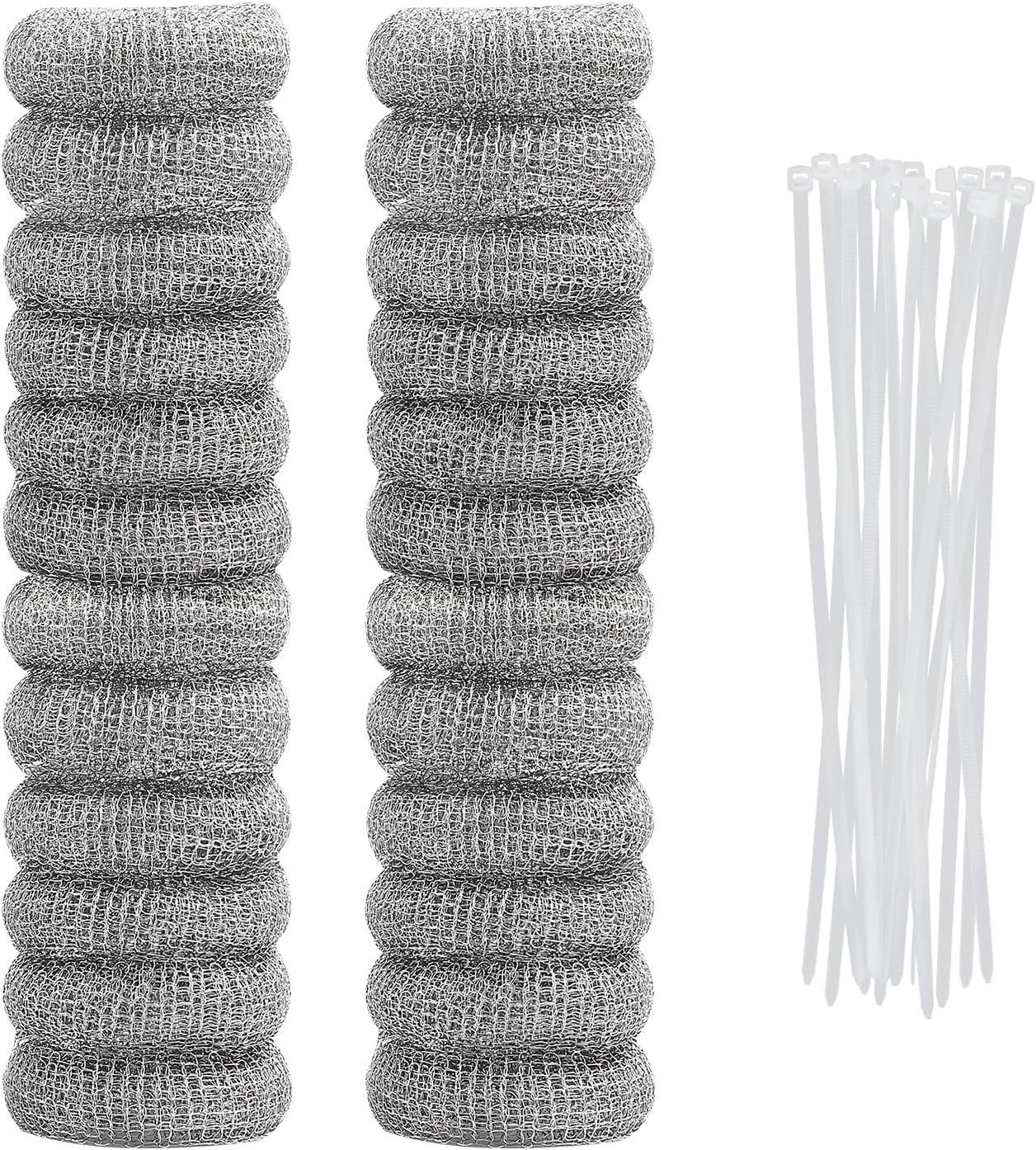 24PCS Lint Traps for Washing Machine, Stainless Steel Mesh Snare Trap Washer Hose Lint Catcher Laundry Mesh Washer Hose Filter with 24 PCS Cable Ties