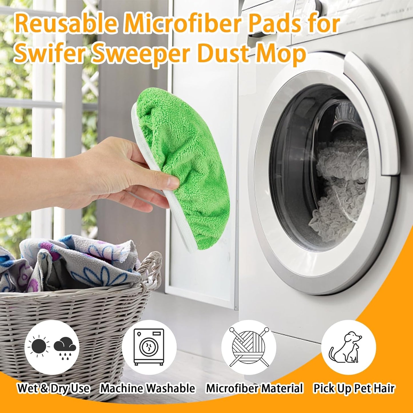 Reusable Dry Sweeping Cloths Microfiber Wet Mop Pads Compatible with Swiffer Sweeper Mop Replacement Sweeping Mopping pad Refills for Hardwood Surface Floor Cleaning (10PCS)