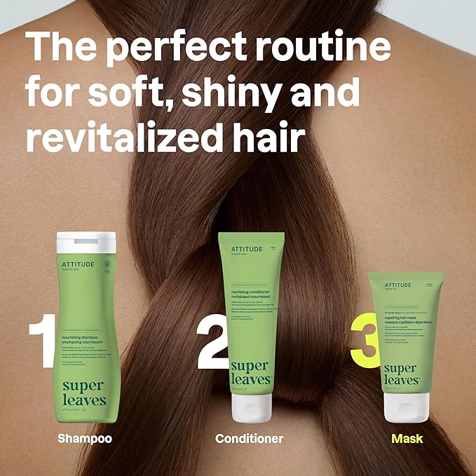 ATTITUDE Repairing Hair Mask, Nourishes and Improves Hair's Appearance, Fabulous Oils Blend, Abyssinian Oil, Argan Oil, Shea Butter, Vegan Hair Care, Pink Argan Scent, 5 Fl Oz