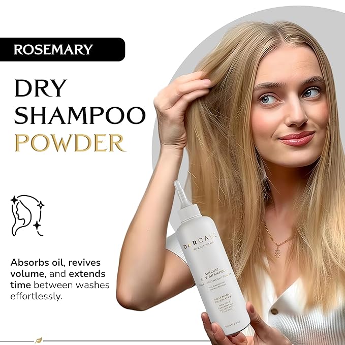 DARCASE Airluxe Dry Shampoo Powder – Non-Aerosol Oil Absorbing & Hair Refreshing Dry Shampoo with Argan Oil, Aloe Vera & Oat Extract – Talc-Free Powder Shampoo for Women & Men – 6.5oz - Rosemary