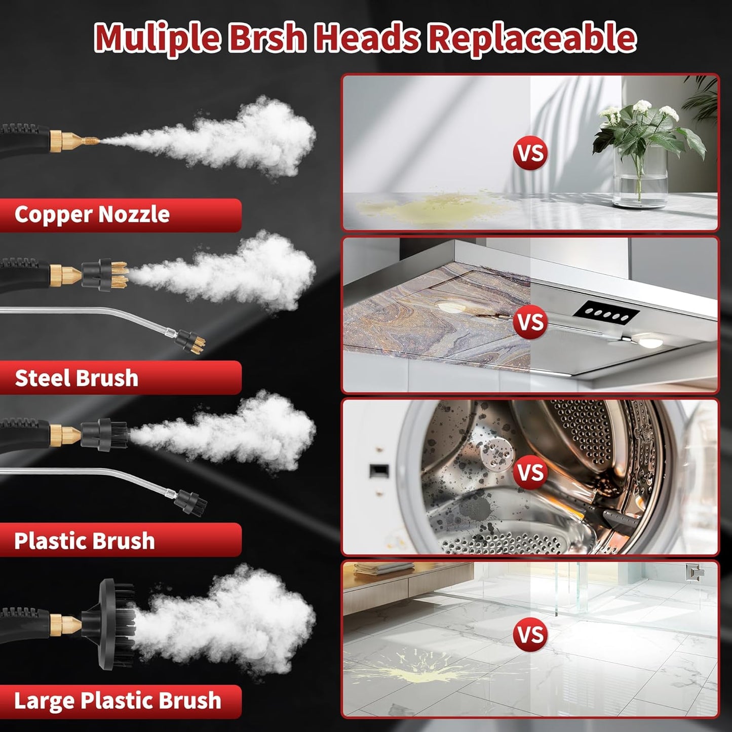 Portable Handheld Steam Cleaner, 2500W High Pressure Steam Cleaner for Cleaning with Accessories, Large Capacity 10s Fast Heating Steamer for Home, Car Detailing, Grout, Tile