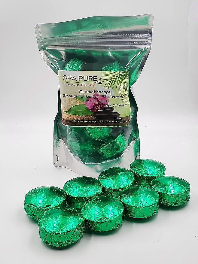 Citrus Mint Aromatherapy Shower Bombs/Steamers: 100% Natural/Organic Essential Oils - Transform Your Shower (8 Count) Pack of 1