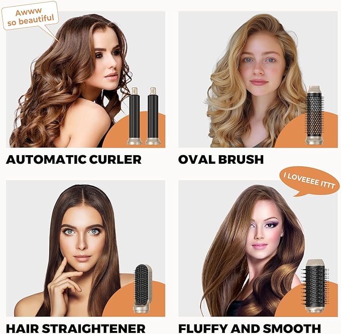 Blow Dryer Brush Set of 6, Air Curling Iron 3 Temperature Negative Ionic Hair Dryer Brush, Hot Air Brush Hair Styling Tools, 800W Volumize Straightener Round Brush Blow Dryer 100-120V