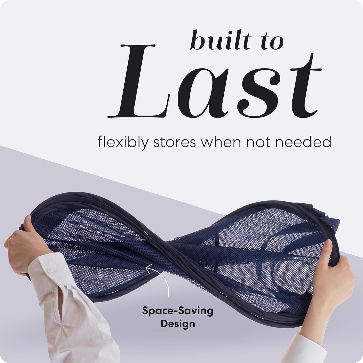 Handy Laundry Collapsible Mesh Pop Up Hamper with Wide Opening and Side Pocket - Breathable, Sturdy, Foldable, and Space-Saving Design for Clothes and Storage (Blue | 2-Pack)