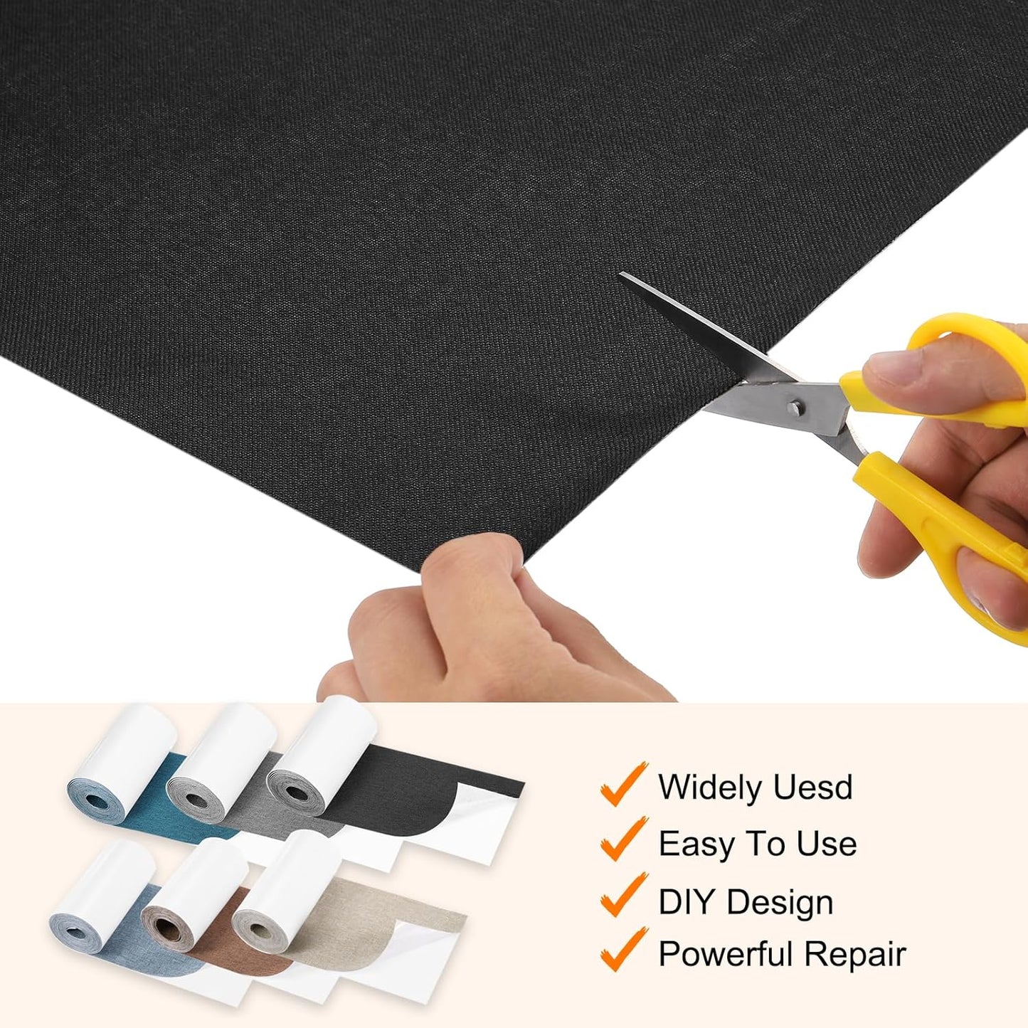 Repair Patches Repair Tape Self-Adhesive DIY Repair Patch Linen Gear Patch for Sofa, Furniture, Chair, Clothing,Tents,3.5x79 Inch,Light Khaki