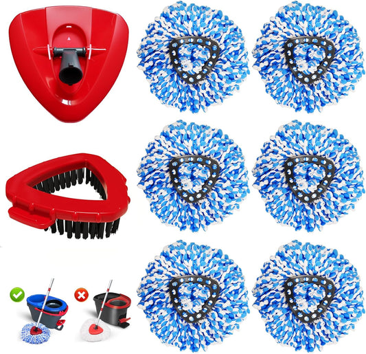 8-Pack Reusable Mop Head Replacement for O Cedar RinseClean 2-Tank System, Microfiber Spin Mop Refills Compatible with Vileda 2-in-1 Turbo Triangle
